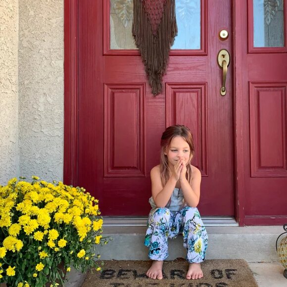 Kids Flower Harem Pant Cotton Unisex Travel Yoga Loungewear Rose Blue - Picture 4 of 6